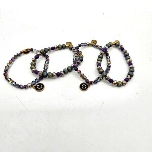 Erimish Jewel Tone Stackable Beaded Bracelet Set Of 4